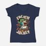 Chicken Kid Cube Game-Womens-V-Neck-Tee-Studio Mootant
