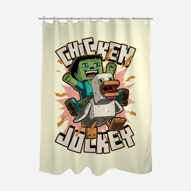 Chicken Kid Cube Game-None-Polyester-Shower Curtain-Studio Mootant