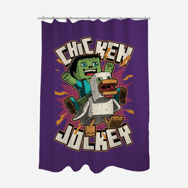 Chicken Kid Cube Game-None-Polyester-Shower Curtain-Studio Mootant