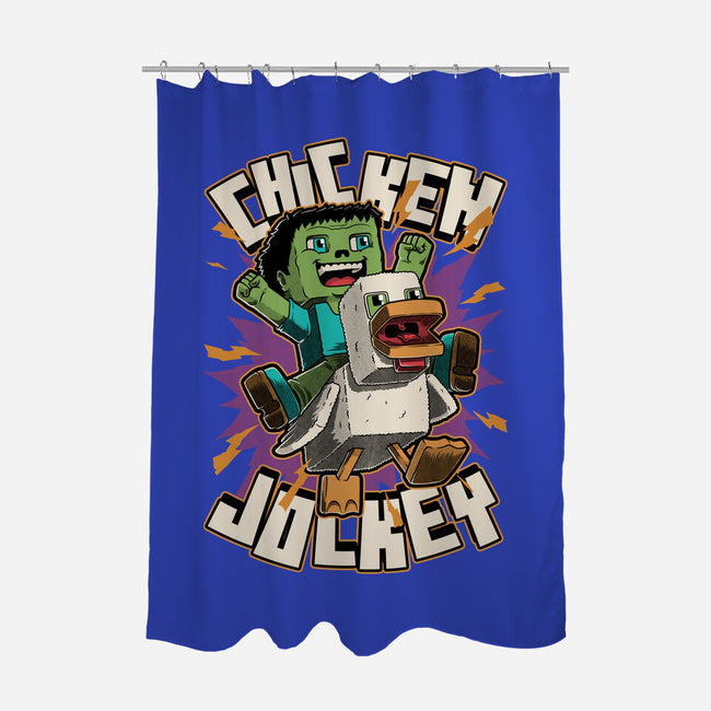 Chicken Kid Cube Game-None-Polyester-Shower Curtain-Studio Mootant