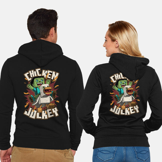 Chicken Kid Cube Game-Unisex-Zip-Up-Sweatshirt-Studio Mootant