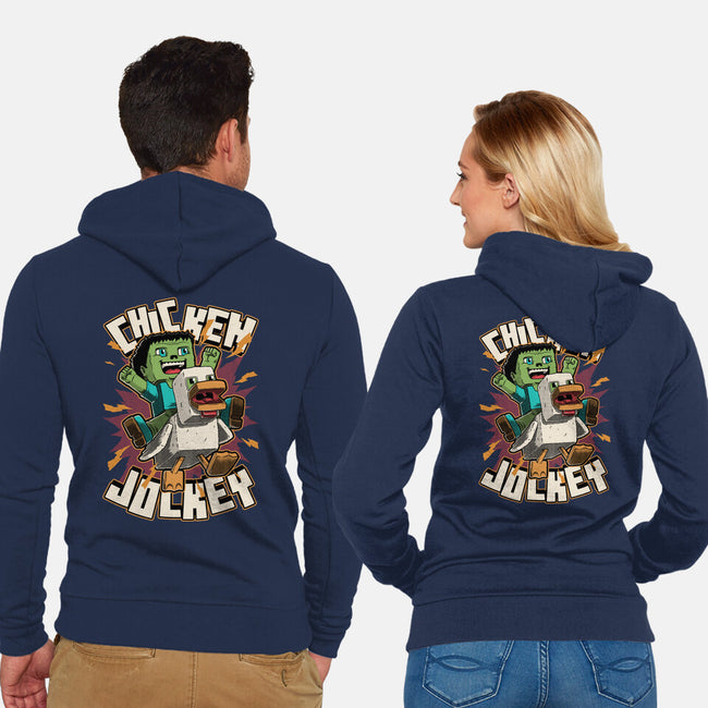 Chicken Kid Cube Game-Unisex-Zip-Up-Sweatshirt-Studio Mootant