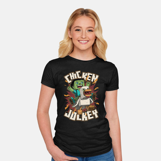 Chicken Kid Cube Game-Womens-Fitted-Tee-Studio Mootant