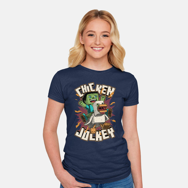 Chicken Kid Cube Game-Womens-Fitted-Tee-Studio Mootant
