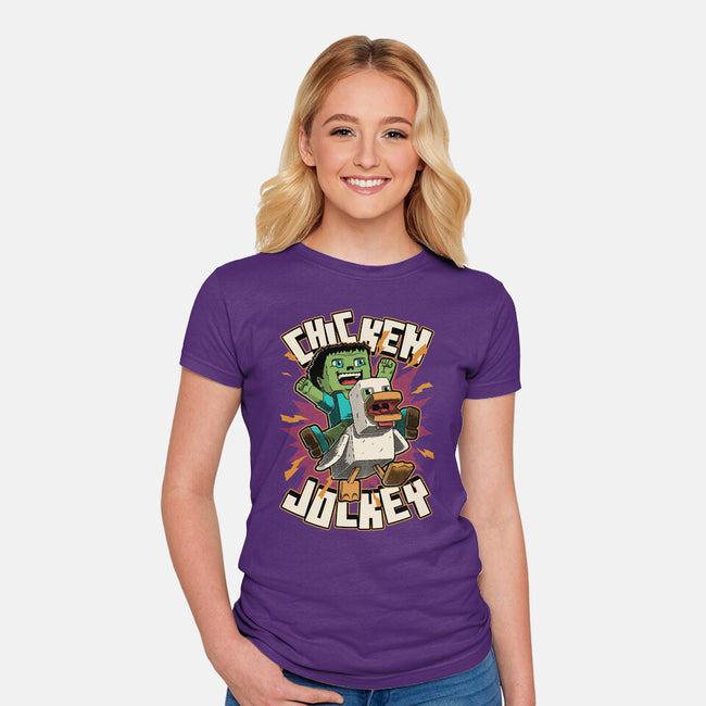 Chicken Kid Cube Game-Womens-Fitted-Tee-Studio Mootant