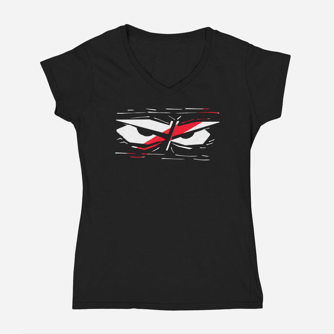 Samurai Eyes-Womens-V-Neck-Tee-nickzzarto