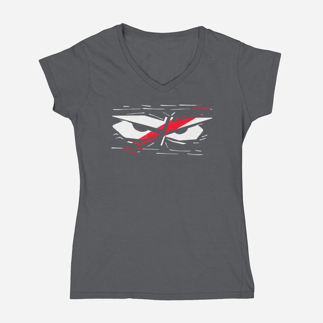 Samurai Eyes-Womens-V-Neck-Tee-nickzzarto