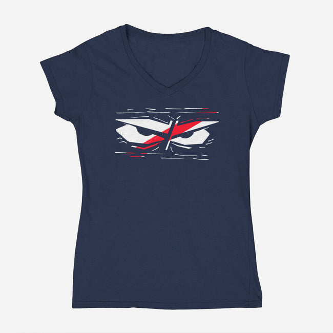 Samurai Eyes-Womens-V-Neck-Tee-nickzzarto