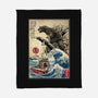 Orca In Japan Woodblock-None-Fleece-Blanket-DrMonekers