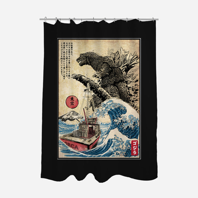 Orca In Japan Woodblock-None-Polyester-Shower Curtain-DrMonekers