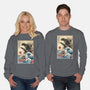 Orca In Japan Woodblock-Unisex-Crew Neck-Sweatshirt-DrMonekers