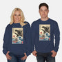 Orca In Japan Woodblock-Unisex-Crew Neck-Sweatshirt-DrMonekers