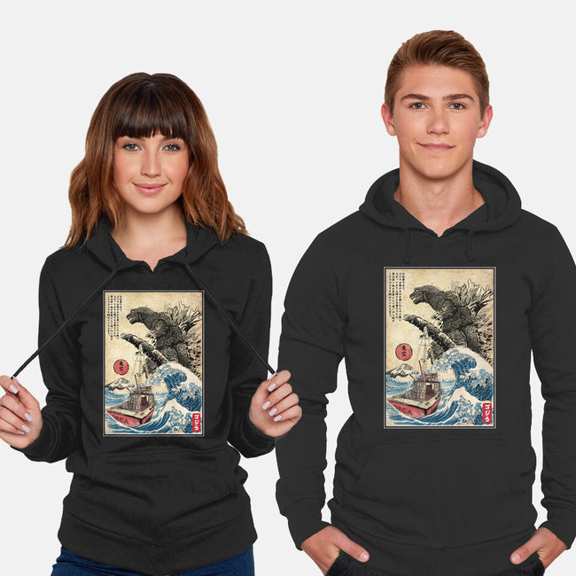 Orca In Japan Woodblock-Unisex-Pullover-Sweatshirt-DrMonekers