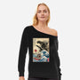 Orca In Japan Woodblock-Womens-Off Shoulder-Sweatshirt-DrMonekers