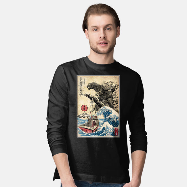 Orca In Japan Woodblock-Mens-Long Sleeved-Tee-DrMonekers