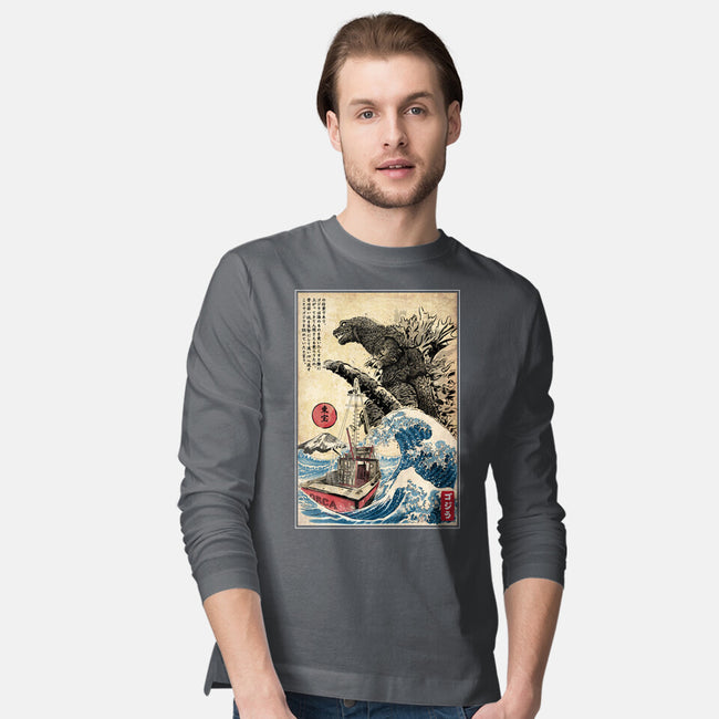 Orca In Japan Woodblock-Mens-Long Sleeved-Tee-DrMonekers