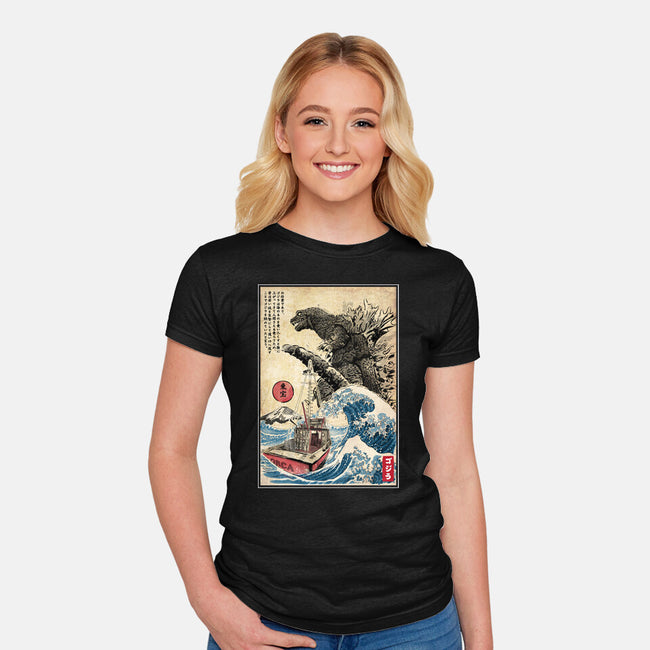 Orca In Japan Woodblock-Womens-Fitted-Tee-DrMonekers