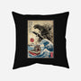 Orca In Japan Woodblock-None-Removable Cover w Insert-Throw Pillow-DrMonekers