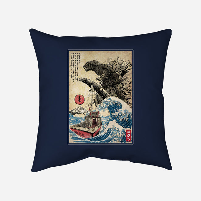 Orca In Japan Woodblock-None-Removable Cover w Insert-Throw Pillow-DrMonekers