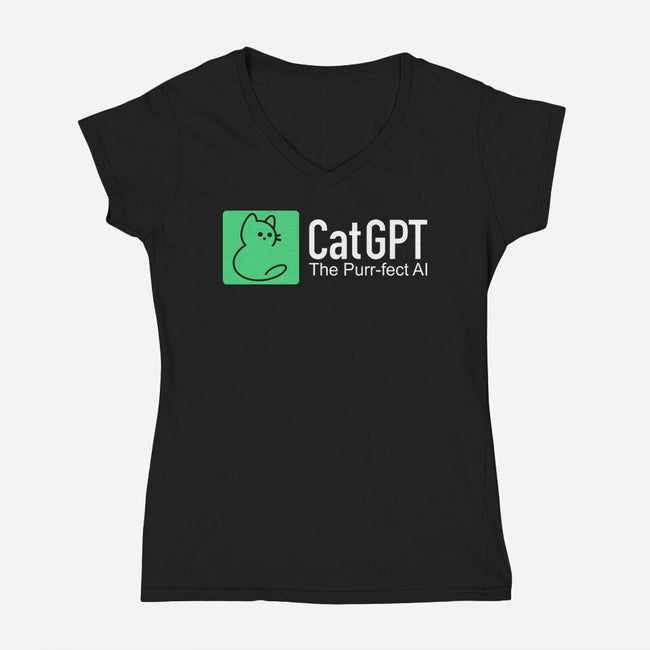 Cat GPT-Womens-V-Neck-Tee-fanfabio