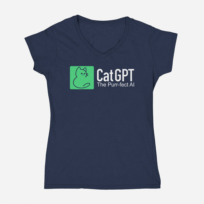 Cat GPT-Womens-V-Neck-Tee-fanfabio