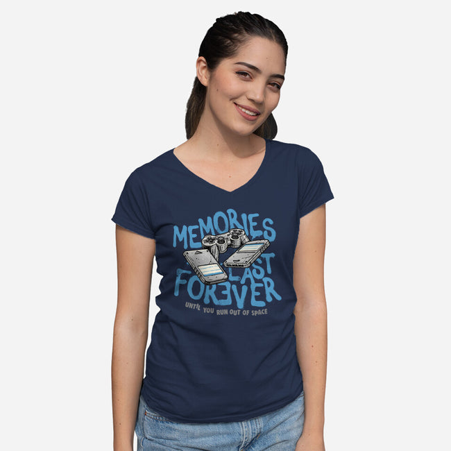 Memories Last Forever-Womens-V-Neck-Tee-momma_gorilla
