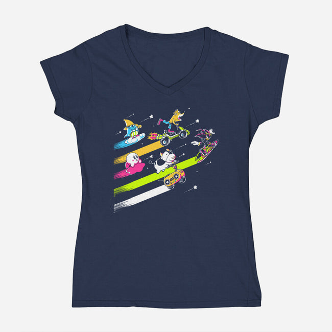 Arcade Racerz-Womens-V-Neck-Tee-naomori