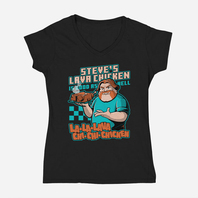 Game Lava Chicken-Womens-V-Neck-Tee-Studio Mootant