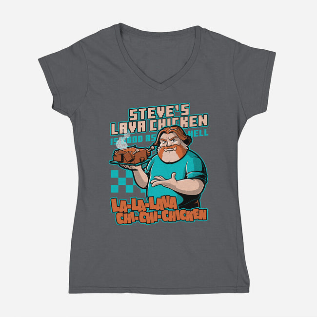 Game Lava Chicken-Womens-V-Neck-Tee-Studio Mootant