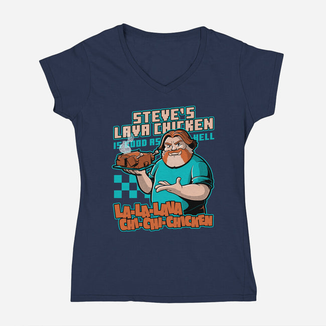 Game Lava Chicken-Womens-V-Neck-Tee-Studio Mootant