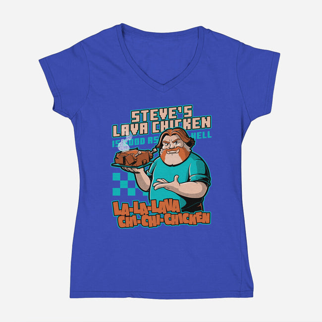 Game Lava Chicken-Womens-V-Neck-Tee-Studio Mootant