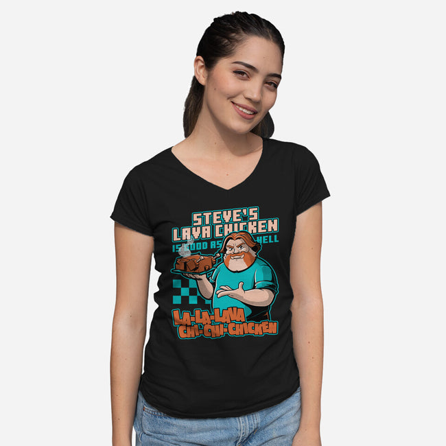 Game Lava Chicken-Womens-V-Neck-Tee-Studio Mootant