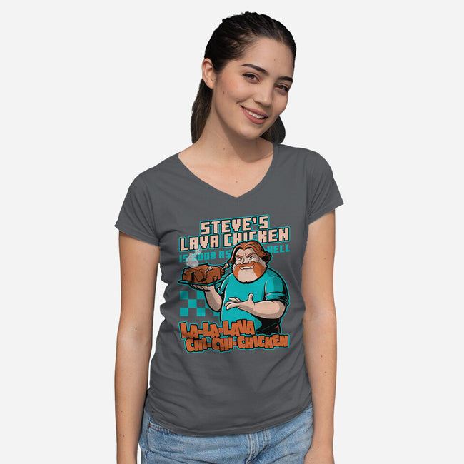 Game Lava Chicken-Womens-V-Neck-Tee-Studio Mootant