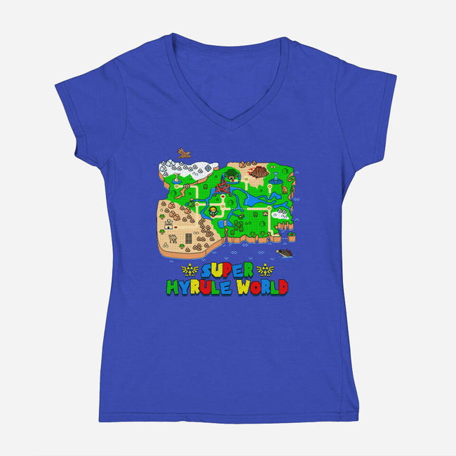 Super Hyrule World-Womens-V-Neck-Tee-NMdesign