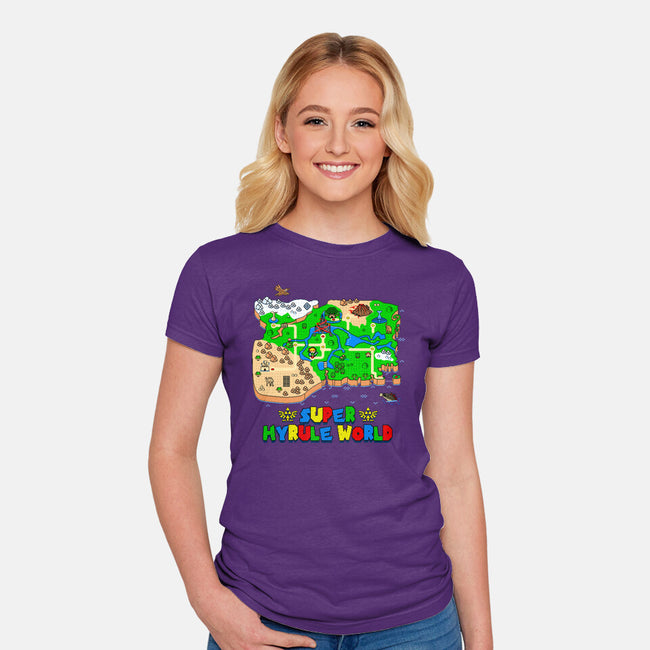 Super Hyrule World-Womens-Fitted-Tee-NMdesign