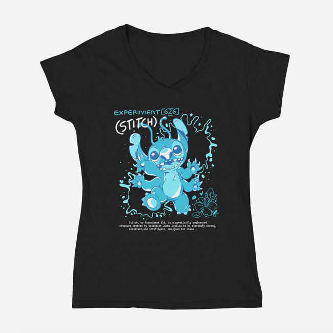 Blue Monster-Womens-V-Neck-Tee-yumie