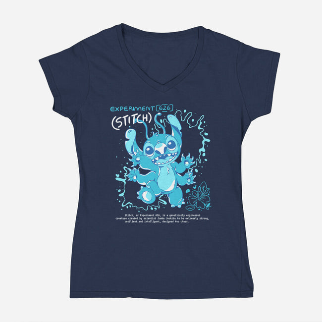 Blue Monster-Womens-V-Neck-Tee-yumie