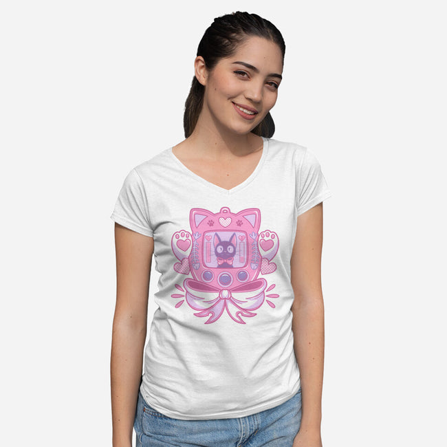 Kawaiigochi-Womens-V-Neck-Tee-yumie