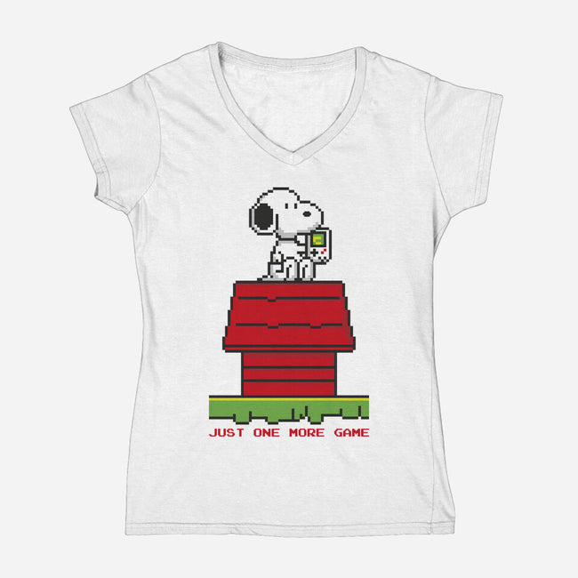 8 Bit Dog-Womens-V-Neck-Tee-sebasebi