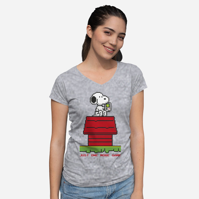 8 Bit Dog-Womens-V-Neck-Tee-sebasebi