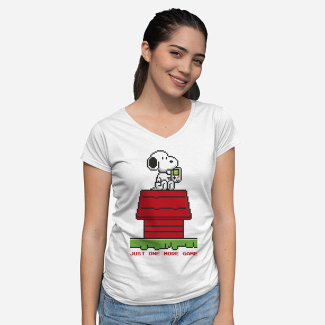 8 Bit Dog-Womens-V-Neck-Tee-sebasebi