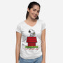 8 Bit Dog-Womens-V-Neck-Tee-sebasebi