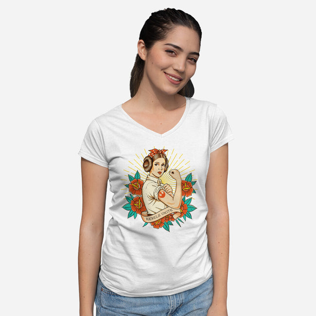 Rebels Unite Tattoo-Womens-V-Neck-Tee-P1yu5h