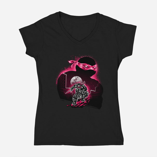 Sai Weilder Ninja-Womens-V-Neck-Tee-hypertwenty
