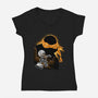 Nun-Chucks Wielder Ninja-Womens-V-Neck-Tee-hypertwenty