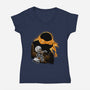Nun-Chucks Wielder Ninja-Womens-V-Neck-Tee-hypertwenty