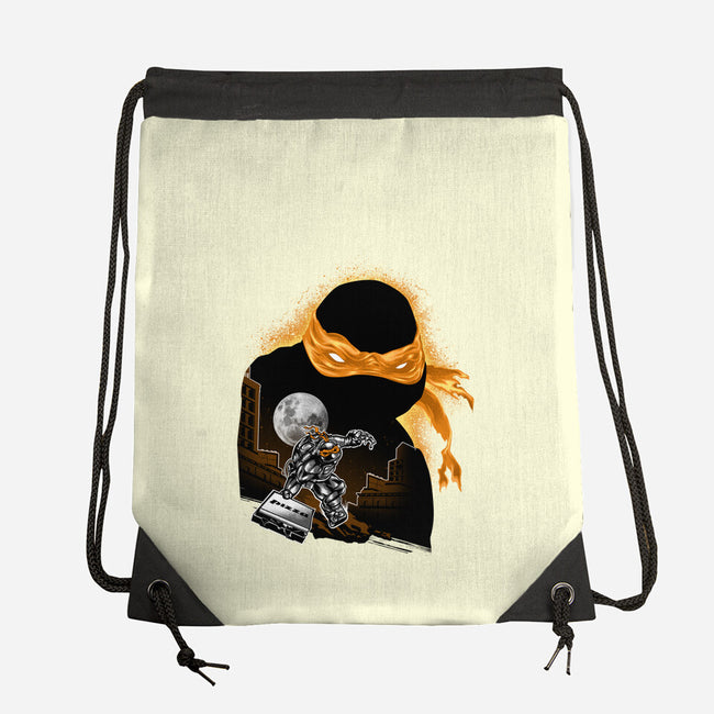 Nun-Chucks Wielder Ninja-None-Drawstring-Bag-hypertwenty