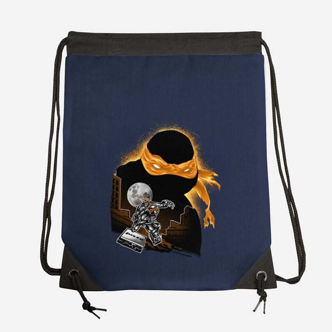 Nun-Chucks Wielder Ninja-None-Drawstring-Bag-hypertwenty
