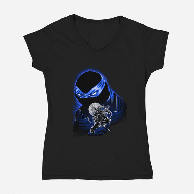 Katana Weilder Ninja-Womens-V-Neck-Tee-hypertwenty