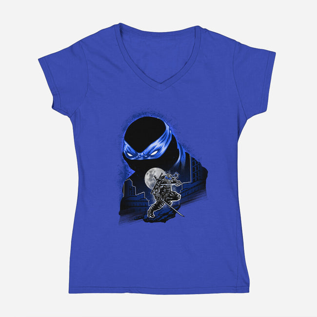 Katana Weilder Ninja-Womens-V-Neck-Tee-hypertwenty